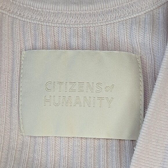 Citizens of Humanity Ava Light Pink Wide Ribbed Button Organic Cotton Cardigan - Picture 3 of 8